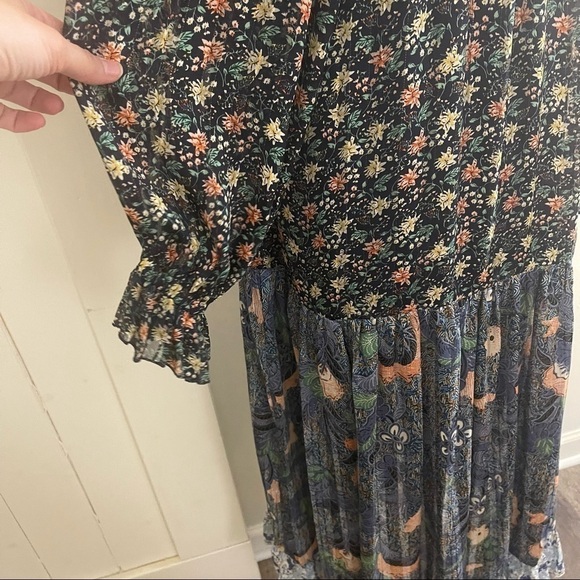 Code X Mode Womens M Chiffon Mixed Floral Print Loose Fit Maxi Peasant D… - Picture 11 of 12